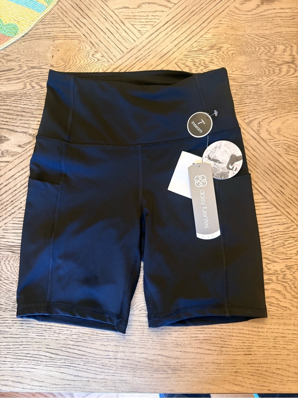 Daisy Fuentes Black High-Rise Athletic Bike Shorts